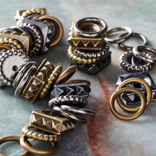 12 Pack: Metal-Plated Carved Ring Acrylic Rondelle Beads, 12mm by Bead Landing™